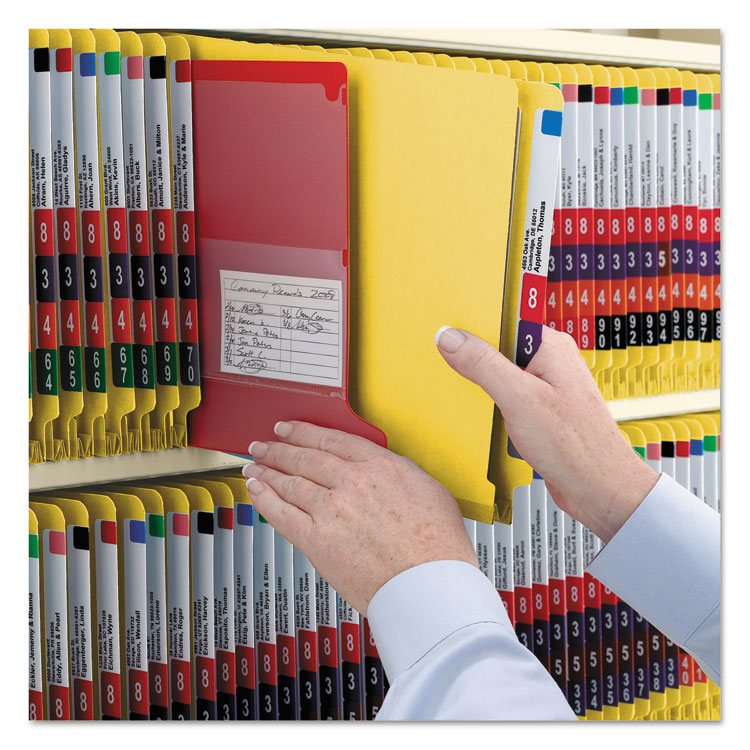 End Tab Pressboard Classification Folders, Six SafeSHIELD Fasteners, 2" Expansion, 2 Dividers, Letter Size, Yellow, 10/Box - Image 5