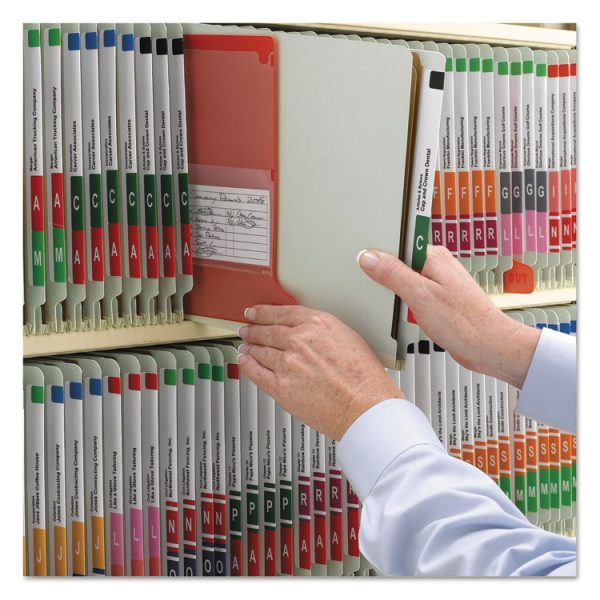 End Tab Pressboard Classification Folder, Eight SafeSHIELD Fasteners, 3" Expansion, 3 Dividers, Letter Size, Gray-Green,10/BX - Image 5