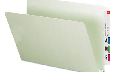 Extra-Heavy Recycled Pressboard End Tab Folders, Straight Tabs, Legal Size, 2″ Expansion, Gray-Green, 25/Box