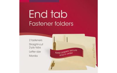 End Tab Fastener Folders with Reinforced Straight Tabs, 11-pt Manila, 2 Fasteners, Letter Size, Manila Exterior, 50/Box