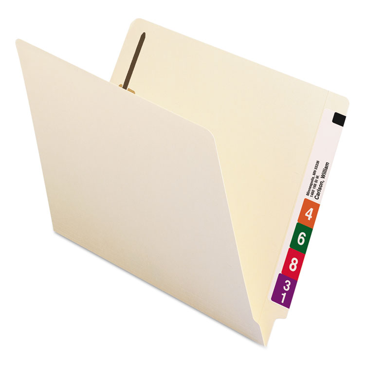 End Tab Fastener Folders with Reinforced Straight Tabs, 11-pt Manila, 2 Fasteners, Letter Size, Manila Exterior, 50/Box - Image 3