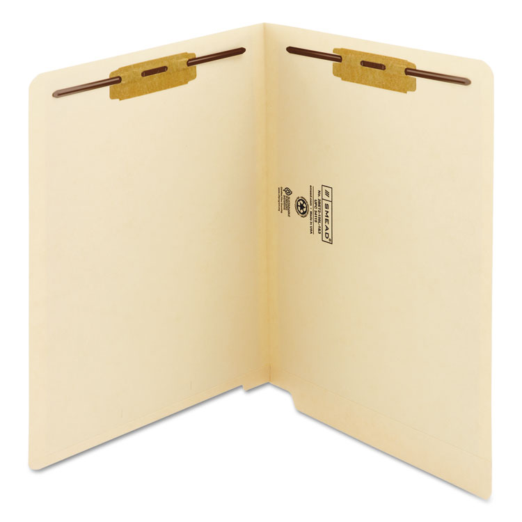 End Tab Fastener Folders with Reinforced Straight Tabs, 11-pt Manila, 2 Fasteners, Letter Size, Manila Exterior, 50/Box - Image 2