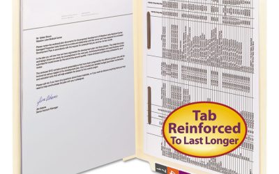 End Tab Fastener Folders with Reinforced Straight Tabs, 11-pt Manila, 2 Fasteners: Top/Side, Letter Size, Manila, 50/Box
