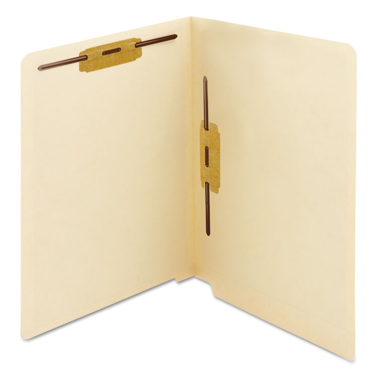 End Tab Fastener Folders with Reinforced Straight Tabs, 11-pt Manila, 2 Fasteners: Top/Side, Letter Size, Manila, 50/Box - Image 2