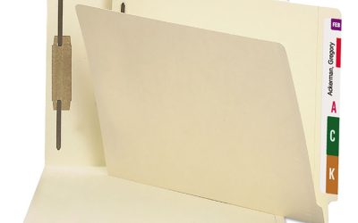 End Tab Fastener Folders with Reinforced Straight Tabs, 14-pt Manila, 1 Fastener, Letter Size, Manila Exterior, 50/Box