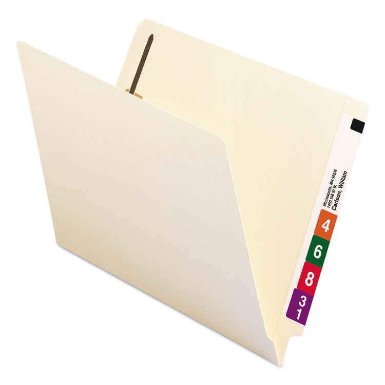 End Tab Fastener Folders with Reinforced Straight Tabs, 14-pt Manila, 2 Fasteners, Letter Size, Manila Exterior, 50/Box - Image 4