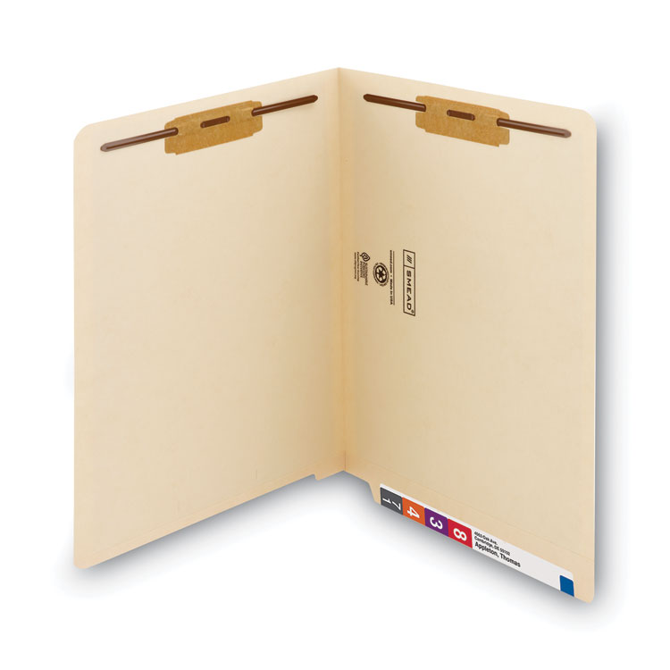 End Tab Fastener Folders with Reinforced Straight Tabs, 14-pt Manila, 2 Fasteners, Letter Size, Manila Exterior, 50/Box - Image 3
