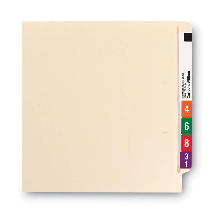 End Tab Fastener Folders with Reinforced Straight Tabs, 14-pt Manila, 2 Fasteners, Letter Size, Manila Exterior, 50/Box - Image 2