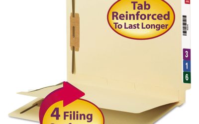 Fastener Folder with Divider, 0.75″ Expansion, 1 Divider, 4 Fasteners, Letter Size, Manila Exterior, 50/Box