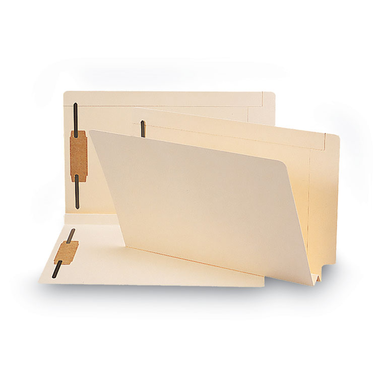 End Tab W-Fold Fastener Folders with Reinforced Tabs, 1.5" Expansion, 2 Fasteners, Legal Size, Manila, 50/Box - Image 2