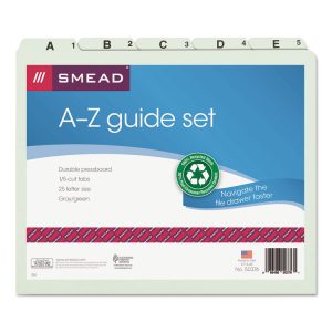 Alphabetic Top Tab Indexed File Guide Set, 1/5-Cut Top Tab, A To Z, 8.5 X 11, Green, 25/set