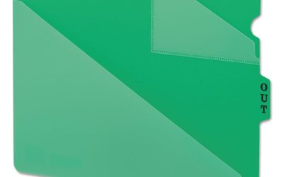 End Tab Poly Out Guides, Two-Pocket Style, 1/3-Cut End Tab, Out, 8.5 X 11, Green, 50/box