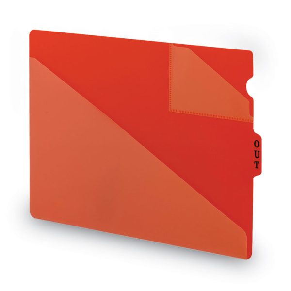 End Tab Poly Out Guides, Two-Pocket Style, 1/3-Cut End Tab, Out, 8.5 X 14, Red, 50/box - Image 2