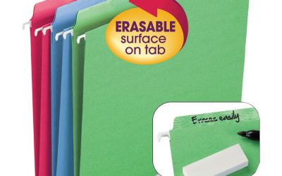 Erasable Folders, Letter Size, 1/3-Cut Tabs, Assorted Colors, 18/Box