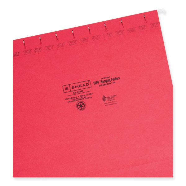 TUFF Hanging Folders with Easy Slide Tab, Letter Size, 1/3-Cut Tabs, Red, 18/Box - Image 3