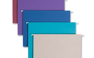 Colored Hanging File Folders with 1/5 Cut Tabs, Letter Size, 1/5-Cut Tabs, Assorted Jewel Tone Colors, 25/Box