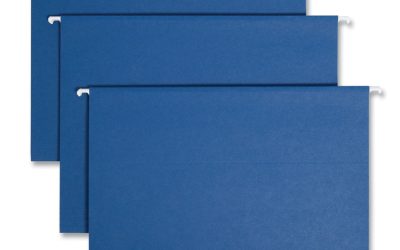 Colored Hanging File Folders with 1/5 Cut Tabs, Letter Size, 1/5-Cut Tabs, Navy, 25/Box