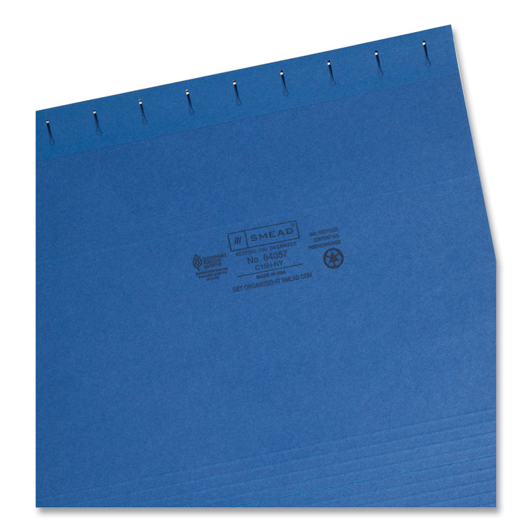 Colored Hanging File Folders with 1/5 Cut Tabs, Letter Size, 1/5-Cut Tabs, Navy, 25/Box - Image 3