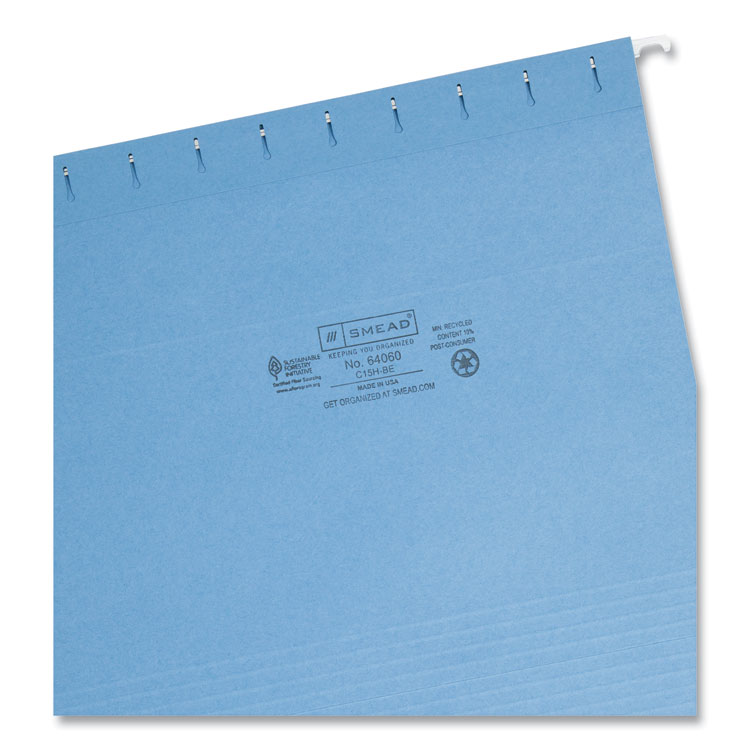 Colored Hanging File Folders with 1/5 Cut Tabs, Letter Size, 1/5-Cut Tabs, Blue, 25/Box - Image 3