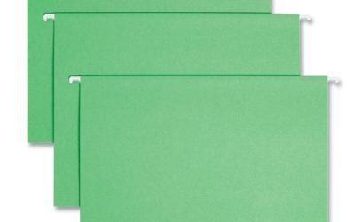 Colored Hanging File Folders with 1/5 Cut Tabs, Letter Size, 1/5-Cut Tabs, Green, 25/Box