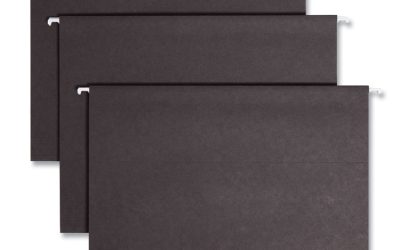 Colored Hanging File Folders with 1/5 Cut Tabs, Letter Size, 1/5-Cut Tabs, Black, 25/Box