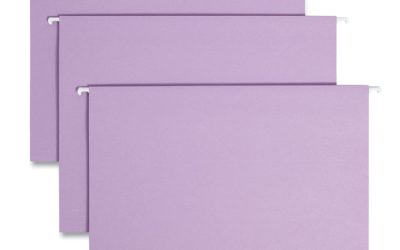 Colored Hanging File Folders with 1/5 Cut Tabs, Letter Size, 1/5-Cut Tabs, Lavender, 25/Box
