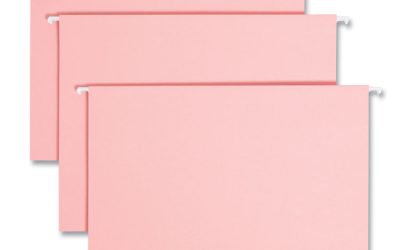 Colored Hanging File Folders with 1/5 Cut Tabs, Letter Size, 1/5-Cut Tabs, Pink, 25/Box