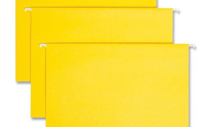 Colored Hanging File Folders with 1/5 Cut Tabs, Letter Size, 1/5-Cut Tabs, Yellow, 25/Box