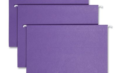 Colored Hanging File Folders with 1/5 Cut Tabs, Letter Size, 1/5-Cut Tabs, Purple, 25/Box