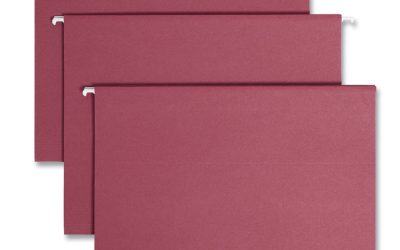 Colored Hanging File Folders with 1/5 Cut Tabs, Letter Size, 1/5-Cut Tabs, Maroon, 25/Box