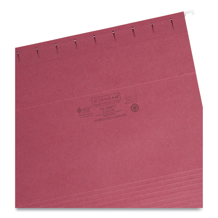 Colored Hanging File Folders with 1/5 Cut Tabs, Letter Size, 1/5-Cut Tabs, Maroon, 25/Box - Image 3