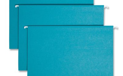 Colored Hanging File Folders with 1/5 Cut Tabs, Letter Size, 1/5-Cut Tabs, Teal, 25/Box