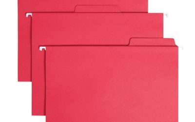 FasTab Hanging Folders, Letter Size, 1/3-Cut Tabs, Red, 20/Box