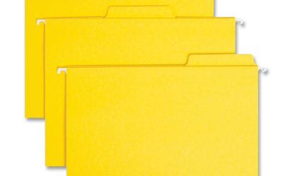 FasTab Hanging Folders, Letter Size, 1/3-Cut Tabs, Yellow, 20/Box