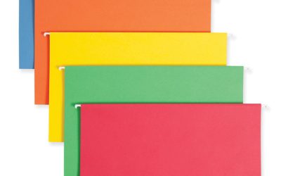 Colored Hanging File Folders with 1/5 Cut Tabs, Legal Size, 1/5-Cut Tabs, Assorted Colors, 25/Box