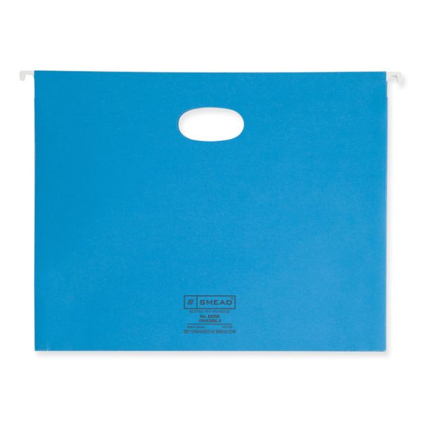 Hanging Pockets with Full-Height Gusset, 1 Section, 2" Capacity, Letter Size, 1/5-Cut Tabs, Sky Blue, 25/Box - Image 2
