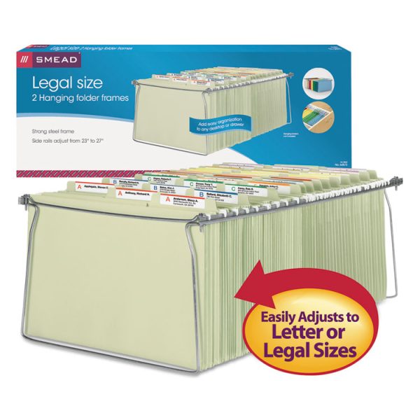 Steel Hanging Folder Drawer Frame, Legal Size, 23" To 27" Long, Gray, 2/pack - Image 2