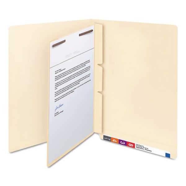 Self-Adhesive Folder Dividers with Twin-Prong Fasteners for Top/End Tab Folders, 1 Fastener, Letter Size, Manila, 100/Box - Image 2
