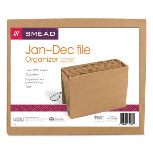 Indexed Expanding Kraft Files, 12 Sections, Elastic Cord Closure, 1/12-Cut Tabs, Letter Size, Kraft