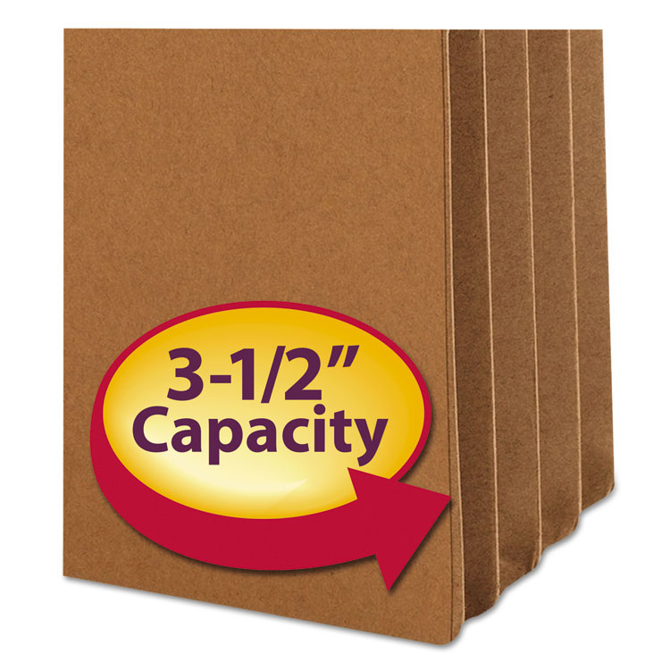 Redrope Drop Front File Pockets with 2/5-Cut Guide Height Tabs, 3.5" Expansion, Letter Size, Redrope, 25/Box - Image 2