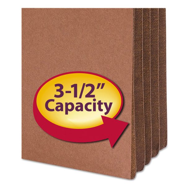 Redrope Drop-Front File Pockets with Fully Lined Gussets, 3.5" Expansion, Letter Size, Redrope, 10/Box - Image 3
