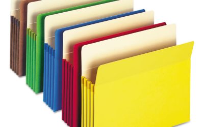 Colored File Pockets, 3.5″ Expansion, Letter Size, Assorted Colors, 25/Box