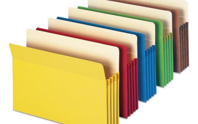 Colored File Pockets, 3.5″ Expansion, Letter Size, Assorted Colors, 5/Pack