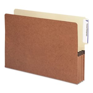 Redrope Drop-Front End Tab File Pockets, 3.5" Expansion, Legal Size, Redrope, 10/box