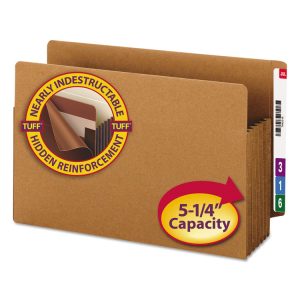 Heavy-Duty Redrope End Tab Tuff Pockets, 5.25" Expansion, Legal Size, Redrope, 10/box
