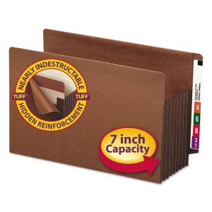 Heavy-Duty Redrope End Tab Tuff Pockets, 7" Expansion, Legal Size, Redrope, 5/box