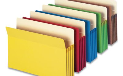 Colored File Pockets, 3.5″ Expansion, Legal Size, Assorted Colors, 5/Pack