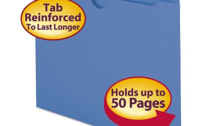 Colored File Jackets With Reinforced Double-Ply Tab, Straight Tab, Letter Size, Blue, 100/box