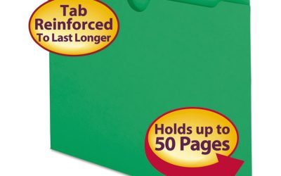 Colored File Jackets With Reinforced Double-Ply Tab, Straight Tab, Letter Size, Green, 100/box