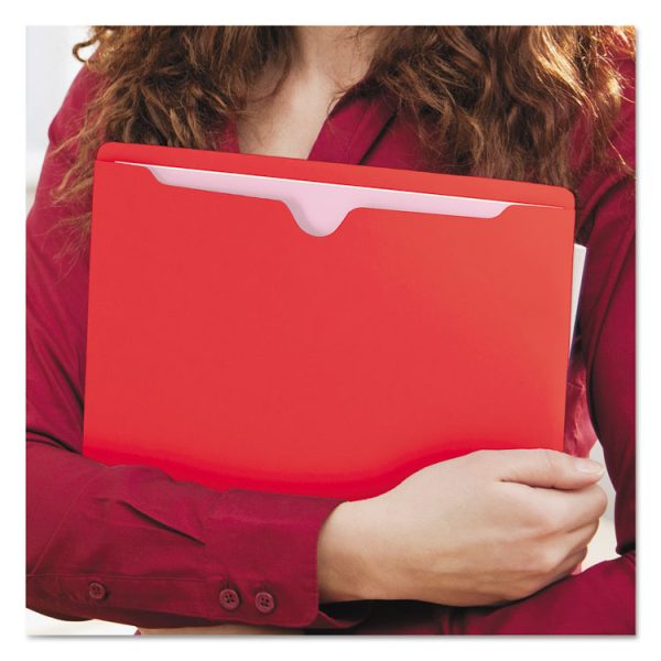 Colored File Jackets With Reinforced Double-Ply Tab, Straight Tab, Letter Size, Red, 100/box - Image 8